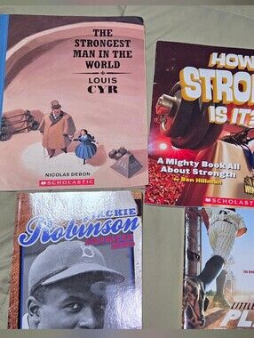 Lot of 4 Scholastic Kids Books Jackie Robinson Baseball Sports Strength